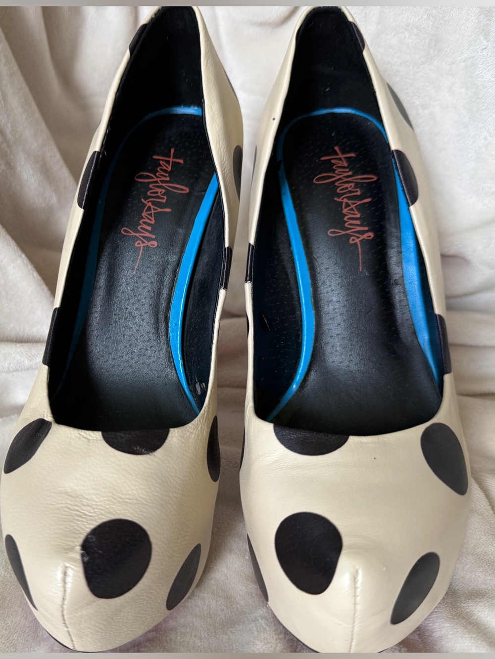 Taylor Says Dottie Polka Dot Platform Pumps Heels Size 8.5M Novelty Art Sole - Picture 14 of 16